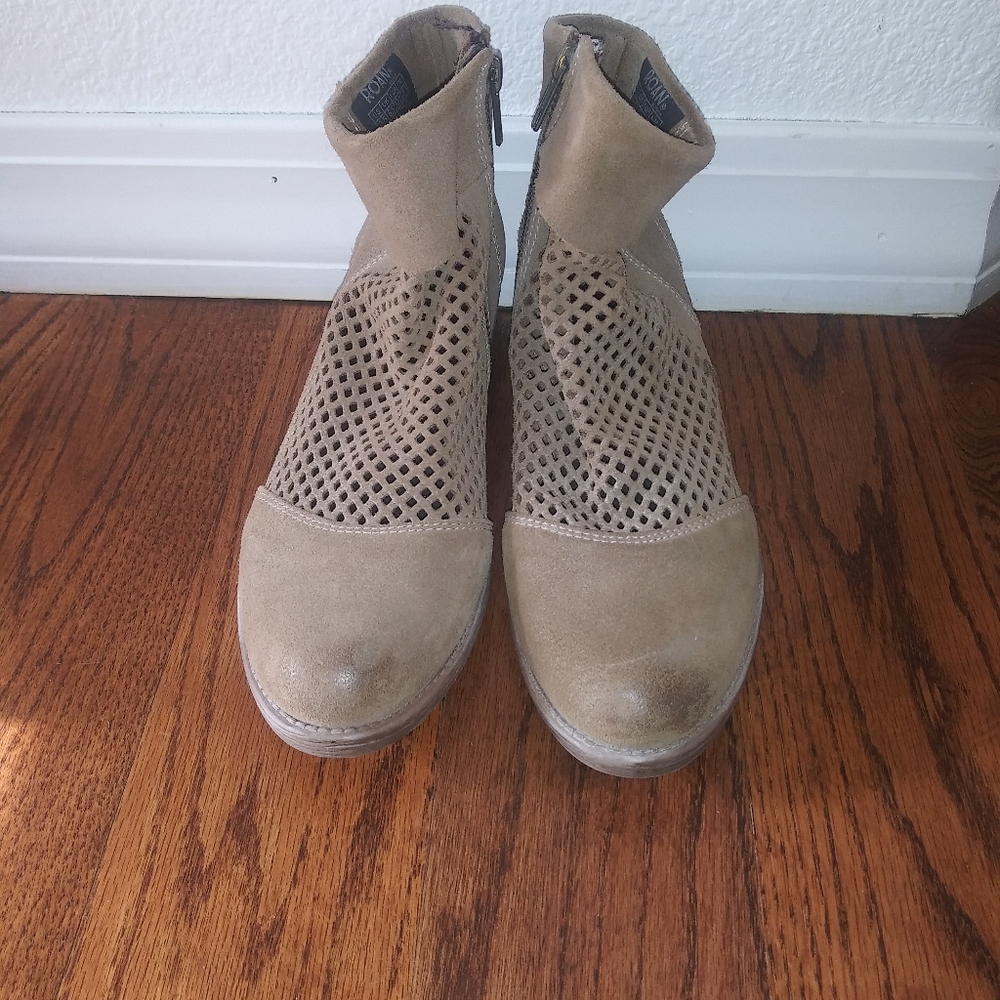 Roan Mesh Brown Leather Ankle Boots